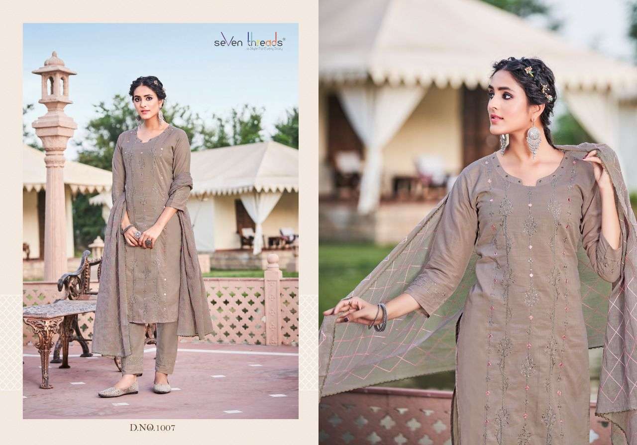 Seven Threads-Sangini-Mull-Cotton-Embroidery-Hand-Mirror-Work-Kurti-Embroidery-Work-Pant-Kota-Checks-Cotton-Dupatta-1007
